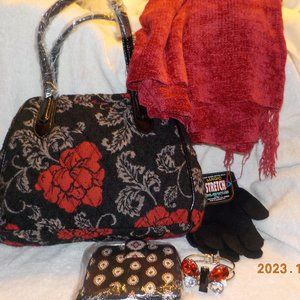 Ladies gift set - bracelet, scarf, gloves, Vera Bradley satchel and more